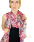 Preview: Schal aus Seide in der Farbe Rosa mit buntem Blumenprint
